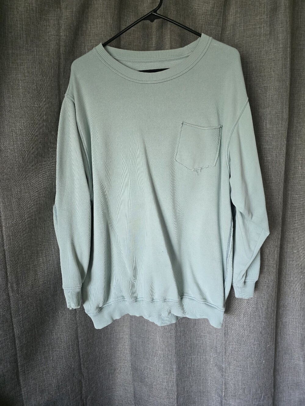 Aerie Baby Blue Oversized Crew Neck Sweatshirt Heart Back Size M